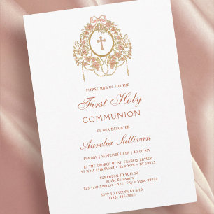 Invitation Cadre élégant Sainte Croix Première Communion