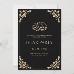 Invitation Cadre élégant vintage noir pour la fête de l'Iftar