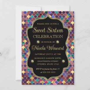 Invitation Cadre en écailles de sirène en or multicolore Swee