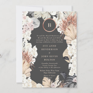 Invitation Cadre en laiton Pampas Monogramme d'huile d'or