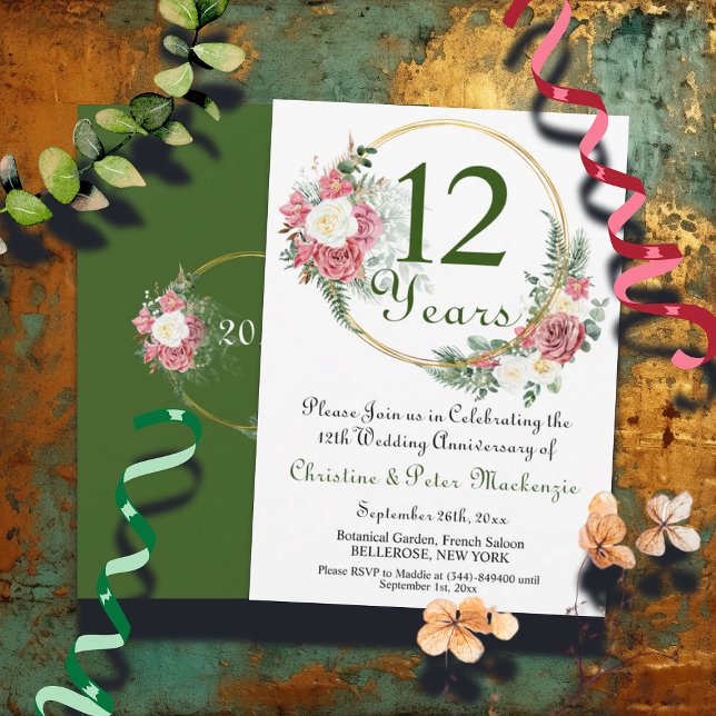 Invitation Cadre en or rose pour les 12 ans d'anniversaire de (Créateur téléchargé)