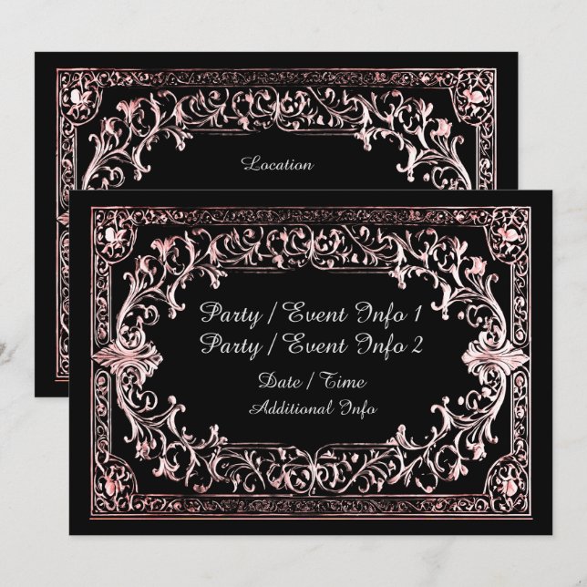 Invitation Cadre en or rose pour toutes occasions (Devant / Derrière)