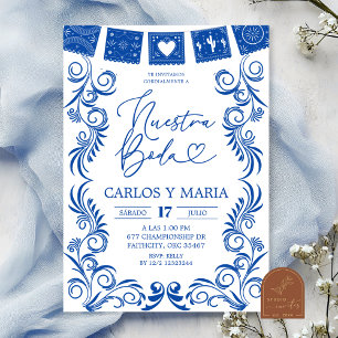 Invitation Cadre en Talavera Bleue Espagnole Notre Mariage