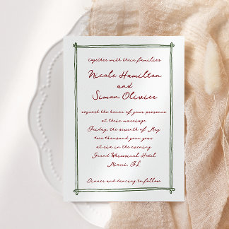 Invitation Cadre esquissé Mariage à main blanche