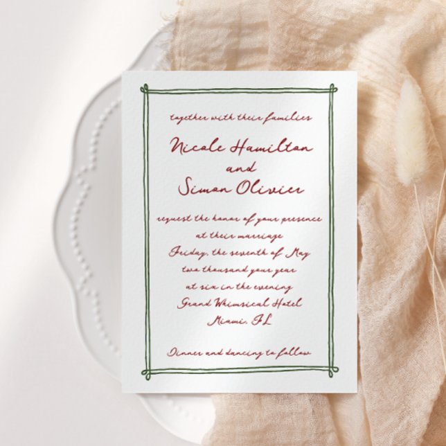 Invitation Cadre esquissé Mariage à main blanche (Créateur téléchargé)