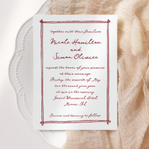 Invitation Cadre esquissé Mariage à main blanche