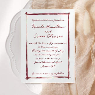 Invitation Cadre esquissé Mariage à main blanche
