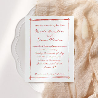 Invitation Cadre esquissé Mariage à main blanche