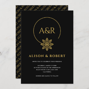 Invitation Cadre et initiales élégants inspirés de bijoux mar