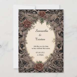 Invitation Cadre feuille de Filigree et Mariage Goth Rose
