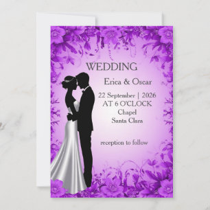 Invitation 🌿 Cadre floral à silhouette de mariée personnalis
