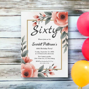 Invitation Cadre floral aquarelle délicat pour anniversaire d