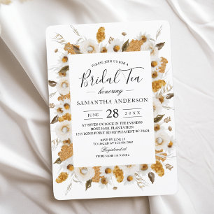 Invitation Cadre floral aquarelle jaune et blanc d'automne
