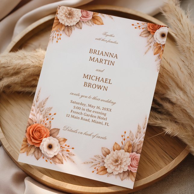 Invitation Cadre Floral Automnal Chaleureux (Créateur téléchargé)