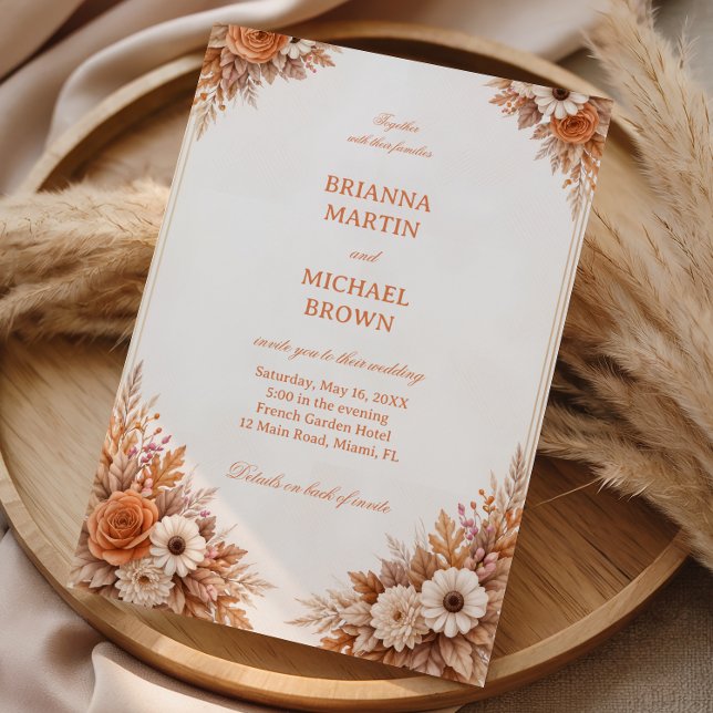 Invitation Cadre Floral Automnal Chaud (Créateur téléchargé)