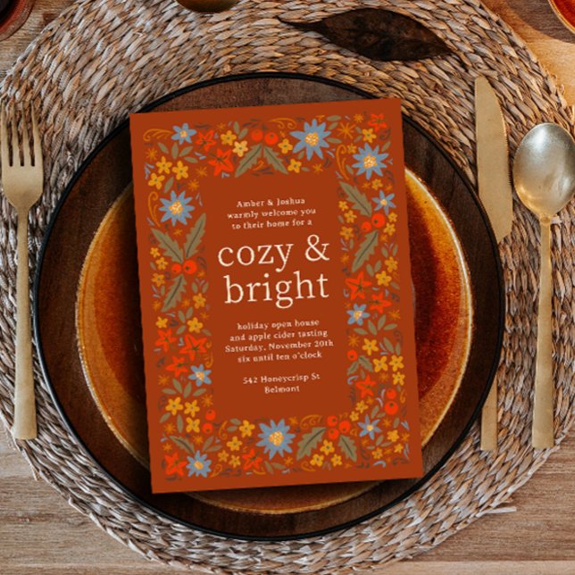 Invitation Cadre Floral Automnal de Style Champêtre pour Fête (Créateur téléchargé)