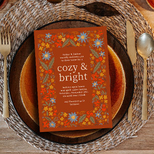 Invitation Cadre Floral Automnal Folksy de Fête d'Automne