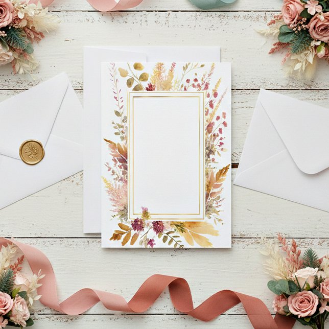 Invitation Cadre floral bohème mariage vierge (Créateur téléchargé)