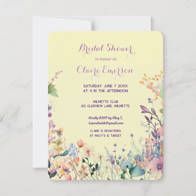 Invitation cadre floral boho (Devant)