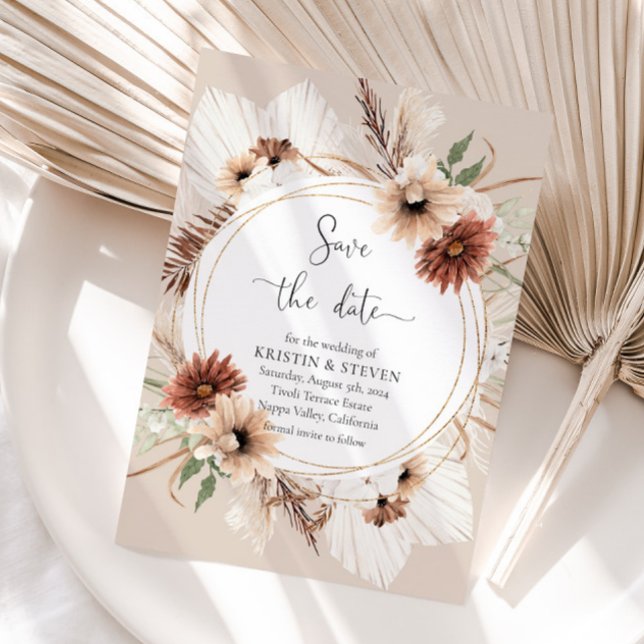 Invitation Cadre Floral Boho Rustique Enregistrer La Date (Créateur téléchargé)