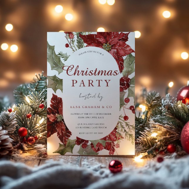 Invitation Cadre Floral de Fête de Noël d'entreprise (Créateur téléchargé)