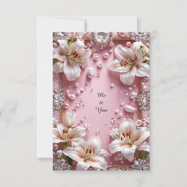 Invitation Cadre floral de luxe Elegant Lily Pearl 💍🌸✨ (Devant)