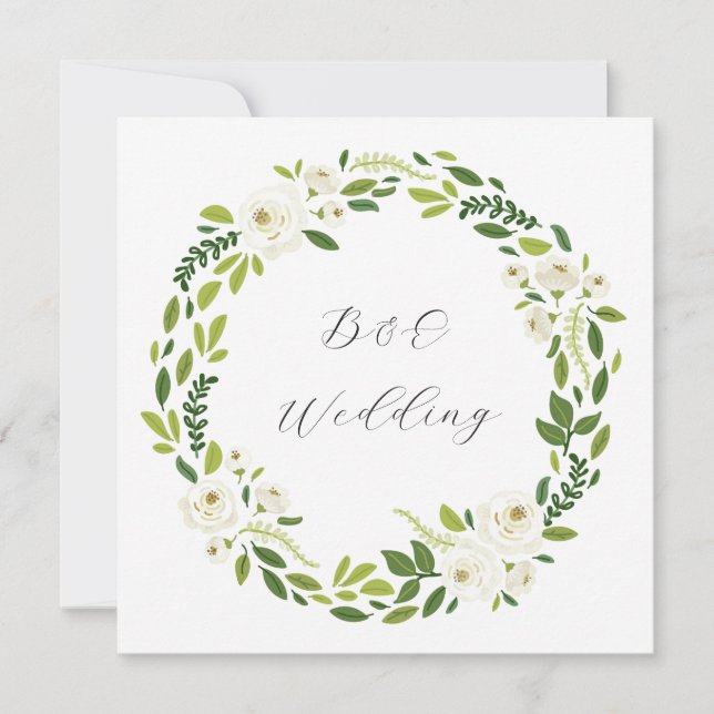 Invitation Cadre floral de rose blanche de luxe  (Devant)