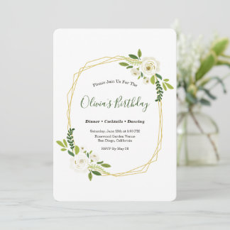 Invitation Cadre floral de rose blanche de luxe
