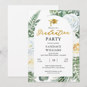 Invitation Cadre floral de roses blanches pour la fête de rem