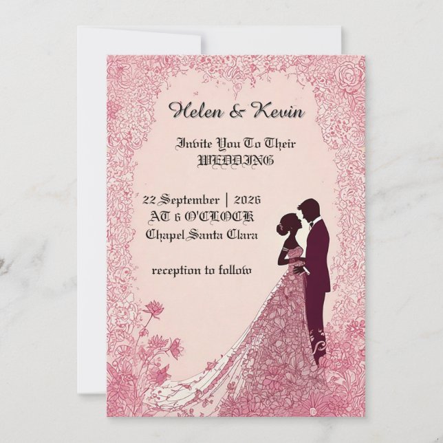 Invitation 🌸 Cadre floral de style jardin silhouette élégant (Devant)