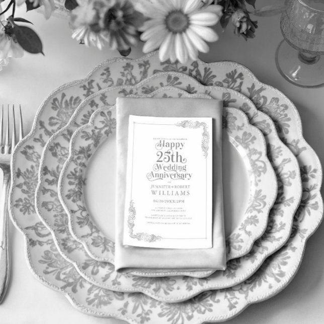 Invitation Cadre floral doré pour les 25 ans de mariage (Créateur téléchargé)