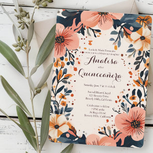 Invitation Cadre floral doux Quinceañera CUSTOM
