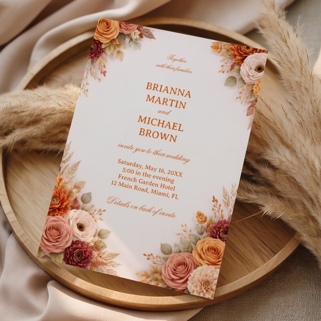 Invitation Cadre Floral Élégant d'Automne (Créateur téléchargé)