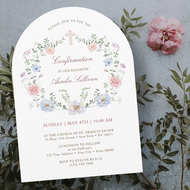 Invitation Cadre Floral Élégant de Confirmation (Créateur téléchargé)