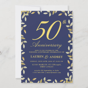 Invitation Cadre floral élégant pour l'anniversaire de mariag