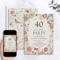 Cadre floral Fleur sauvage pressé 40e anniversaire