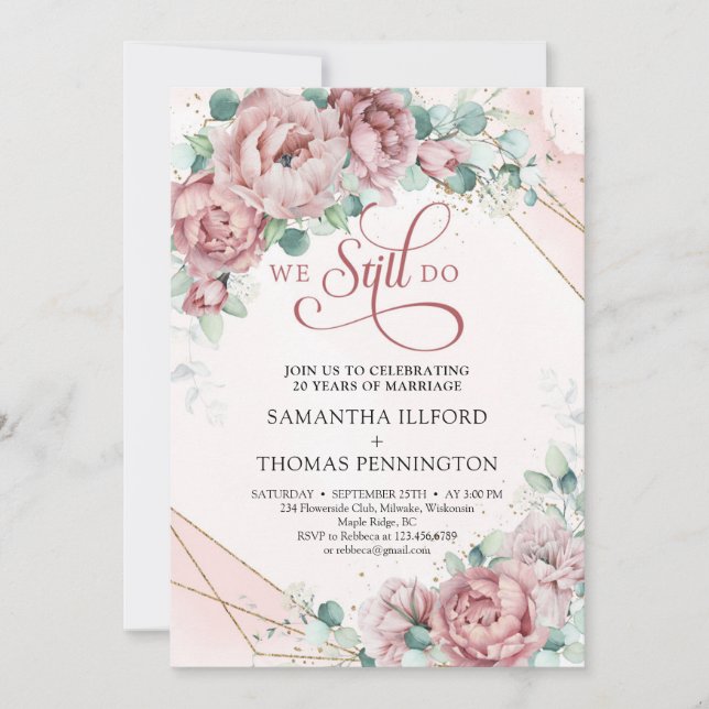 Invitation Cadre floral floral floral eucalyptus or nous fais (Devant)