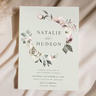 Invitation Cadre floral hivernal délicat de mariage vert saug