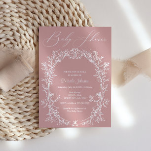 Invitation Cadre Floral Intemporel Vintage pour Baby Shower