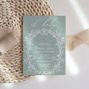 Invitation Cadre floral intemporel vintage pour Baby Shower v