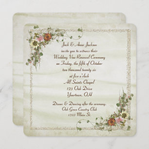 Invitation Cadre floral ivoire d'automne pour Mariage