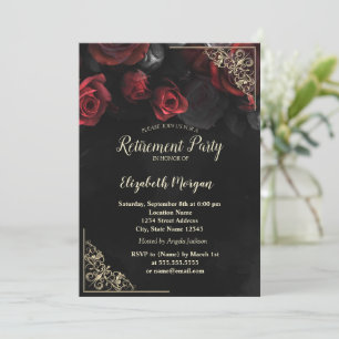 Invitation Cadre Floral Orné de Roses Rouges Élégantes pour l