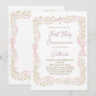 Invitation cadre floral Première Sainte Communion