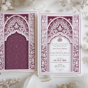Invitation Cadre floral prune Mariage islamique musulman