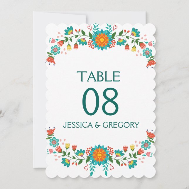 Invitation Cadre Floral Retro Coloré (Dos)