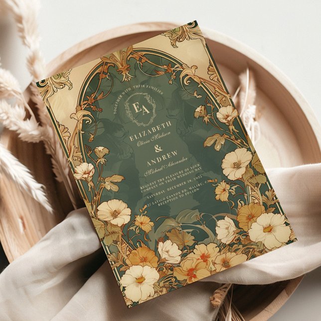 Invitation Cadre floral romantique Art Nouveau Mariage (Créateur téléchargé)