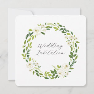 Invitation Cadre Floral Rose Blanche Luxueux