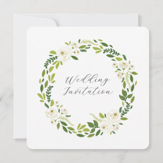 Invitation Cadre Floral Rose Blanche Luxueux