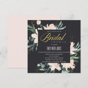 INVITATION CADRE FLORAL ROSE FONCÉ AQUARELLE ENTERREMENT DE V