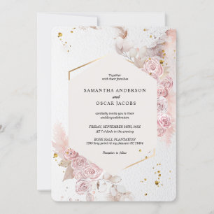 Invitation Cadre floral rose pastel élégant